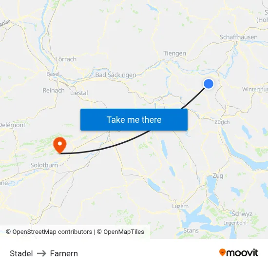 Stadel to Farnern map