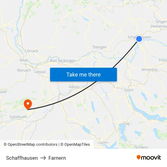Schaffhausen to Farnern map