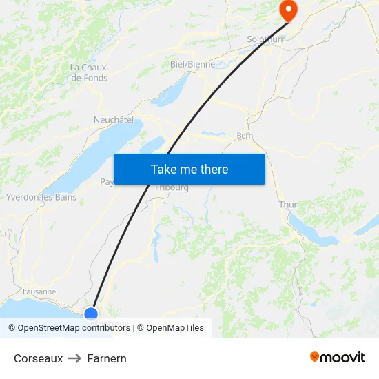 Corseaux to Farnern map