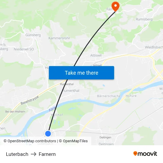 Luterbach to Farnern map