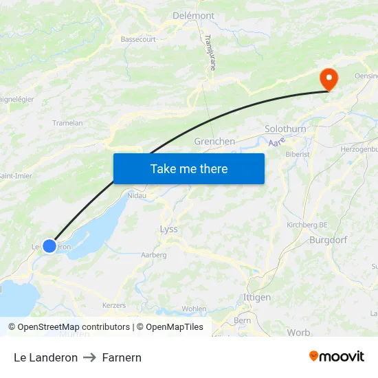Le Landeron to Farnern map