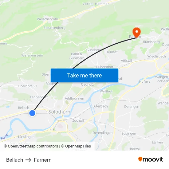 Bellach to Farnern map