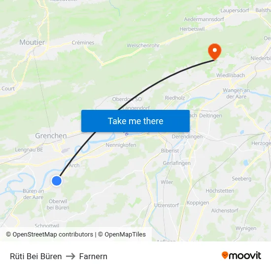 Rüti Bei Büren to Farnern map
