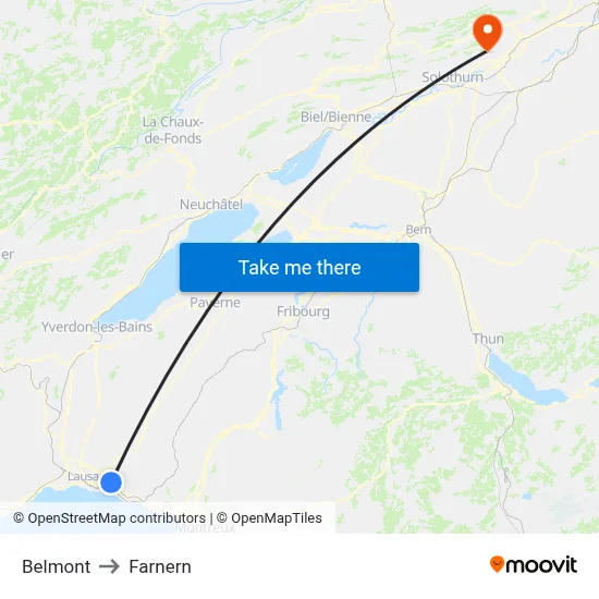 Belmont to Farnern map