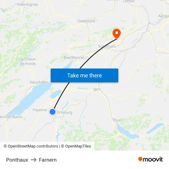 Ponthaux to Farnern map