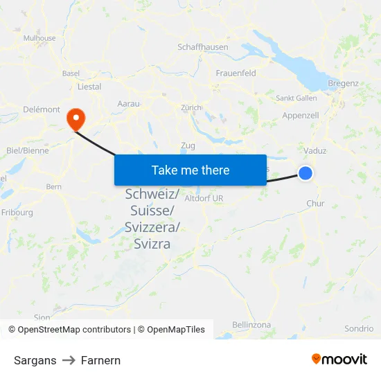 Sargans to Farnern map