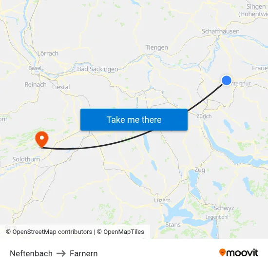 Neftenbach to Farnern map
