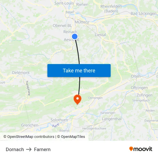 Dornach to Farnern map