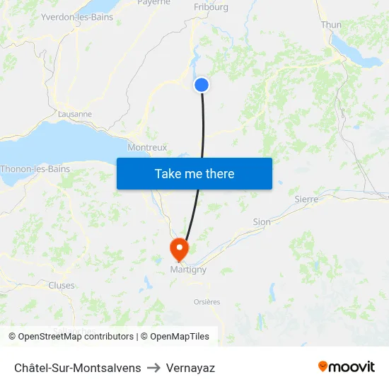 Châtel-Sur-Montsalvens to Vernayaz map
