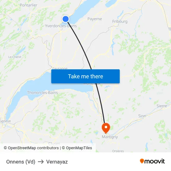 Onnens (Vd) to Vernayaz map