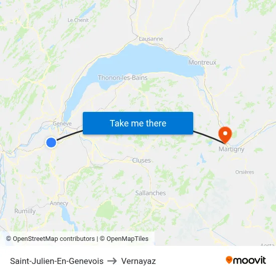 Saint-Julien-En-Genevois to Vernayaz map