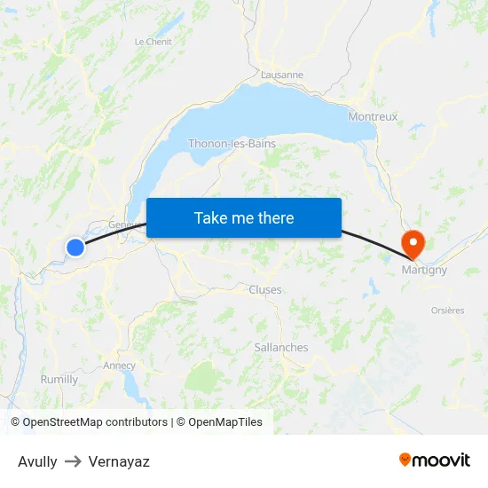 Avully to Vernayaz map