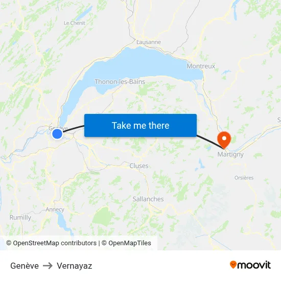 Genève to Vernayaz map