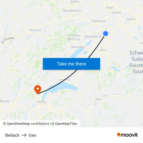 Bellach to Gex map