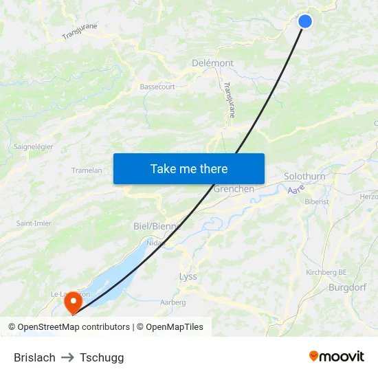 Brislach to Tschugg map