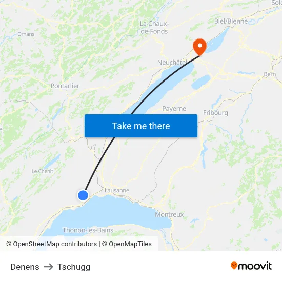 Denens to Tschugg map
