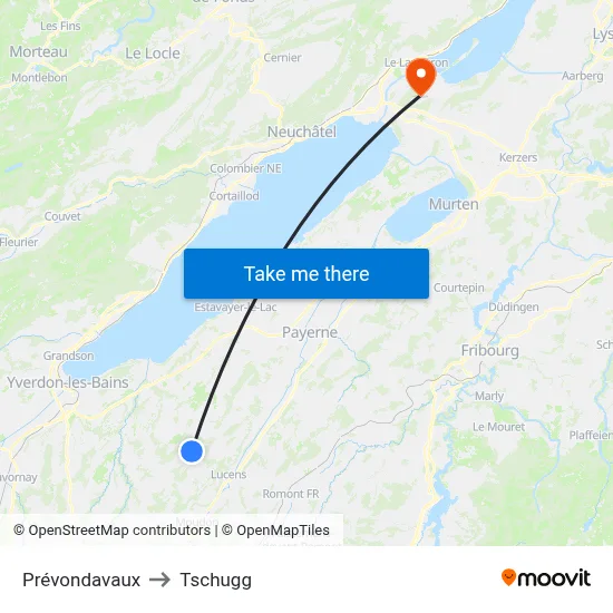 Prévondavaux to Tschugg map