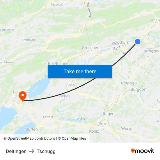 Deitingen to Tschugg map