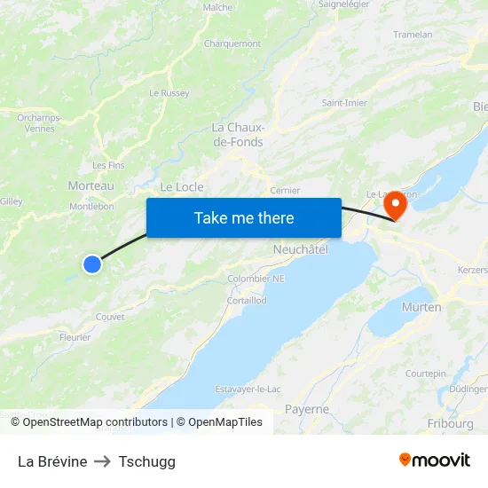 La Brévine to Tschugg map