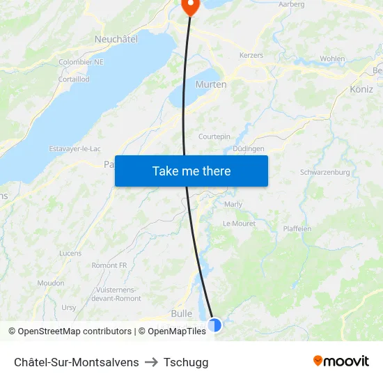 Châtel-Sur-Montsalvens to Tschugg map