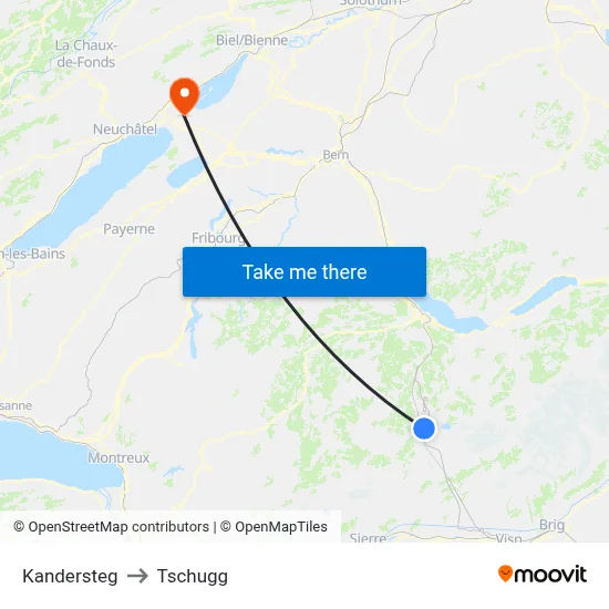 Kandersteg to Tschugg map