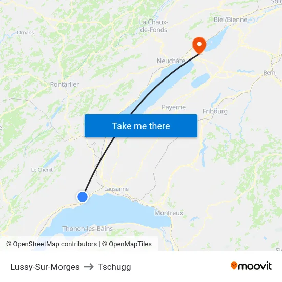 Lussy-Sur-Morges to Tschugg map