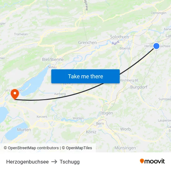 Herzogenbuchsee to Tschugg map