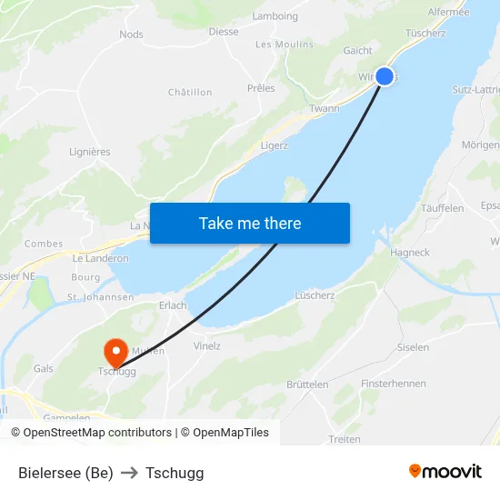 Bielersee (Be) to Tschugg map
