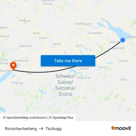 Rorschacherberg to Tschugg map
