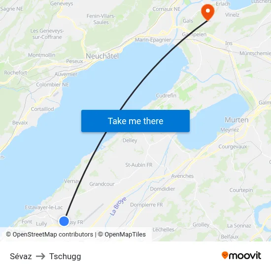 Sévaz to Tschugg map