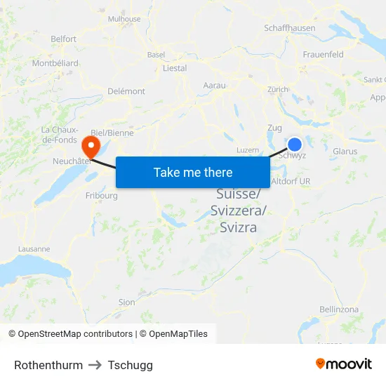 Rothenthurm to Tschugg map
