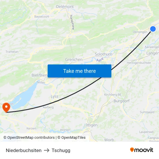 Niederbuchsiten to Tschugg map