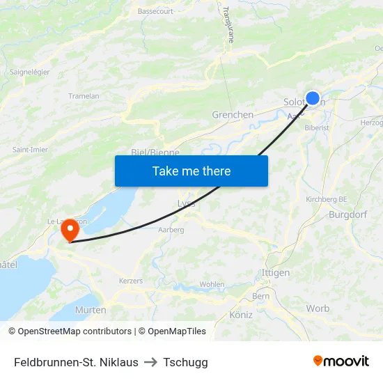 Feldbrunnen-St. Niklaus to Tschugg map
