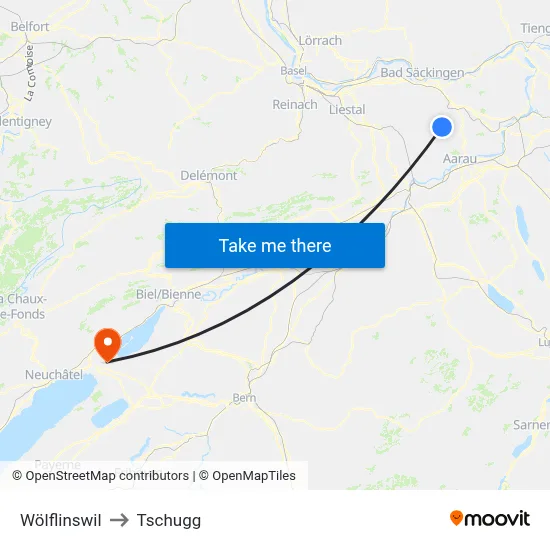 Wölflinswil to Tschugg map
