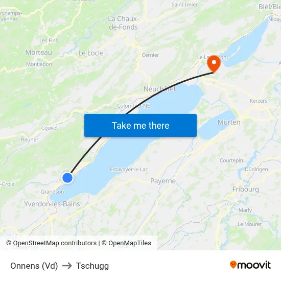 Onnens (Vd) to Tschugg map