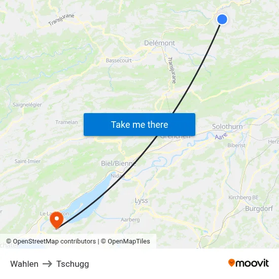 Wahlen to Tschugg map