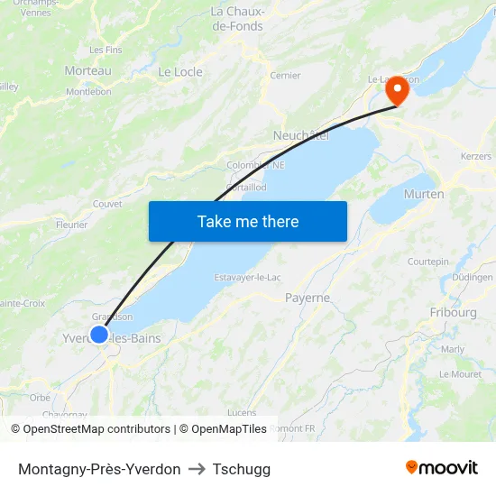 Montagny-Près-Yverdon to Tschugg map