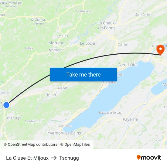 La Cluse-Et-Mijoux to Tschugg map