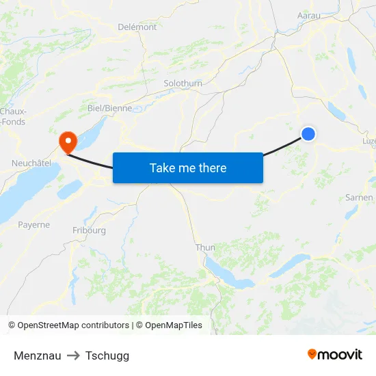 Menznau to Tschugg map