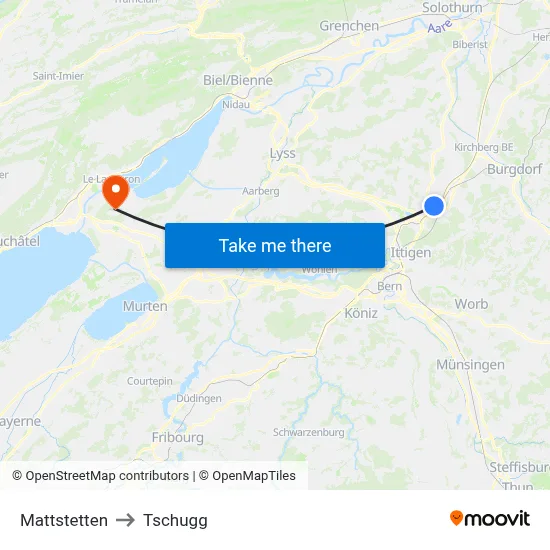 Mattstetten to Tschugg map