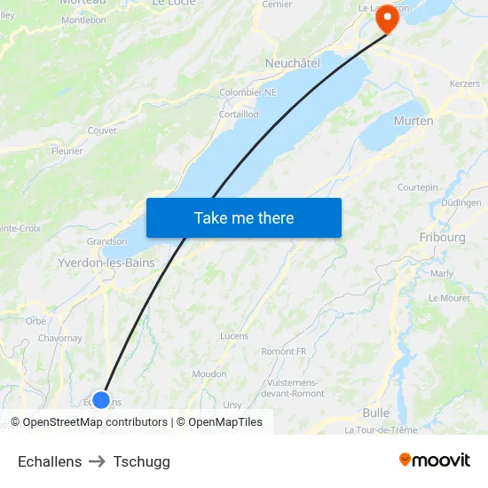 Echallens to Tschugg map