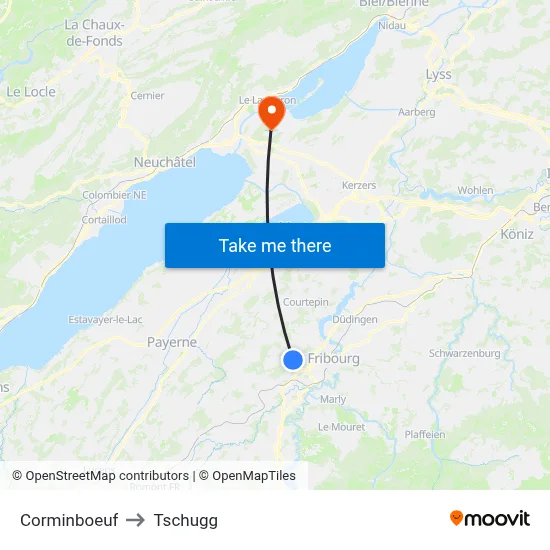 Corminboeuf to Tschugg map