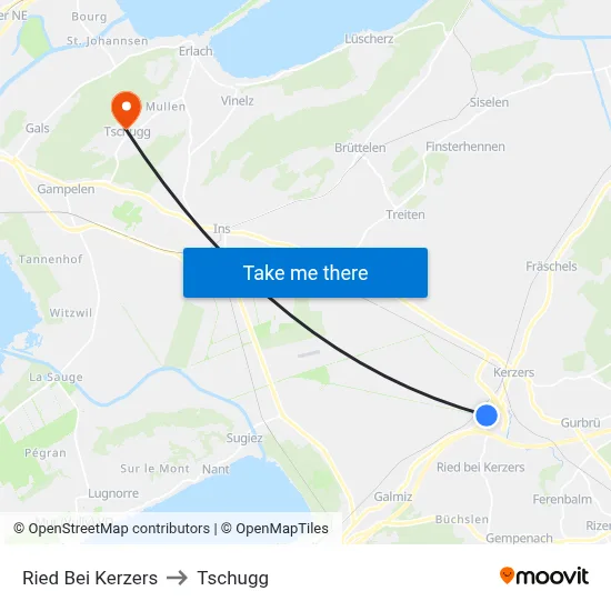 Ried Bei Kerzers to Tschugg map