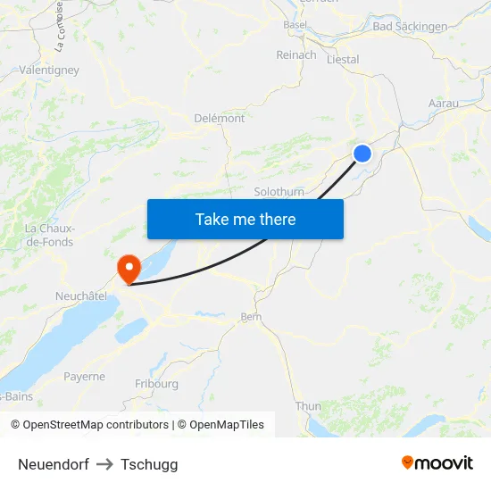 Neuendorf to Tschugg map
