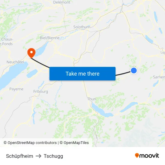 Schüpfheim to Tschugg map