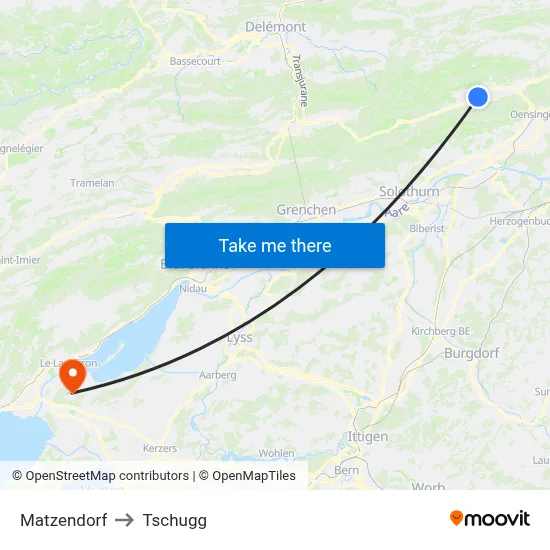 Matzendorf to Tschugg map