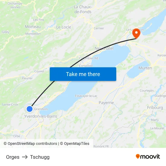Orges to Tschugg map