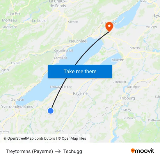 Treytorrens (Payerne) to Tschugg map