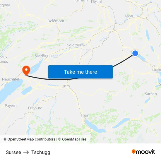 Sursee to Tschugg map