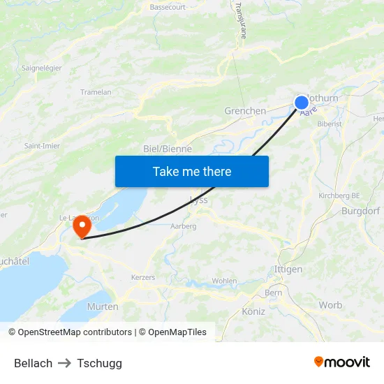 Bellach to Tschugg map